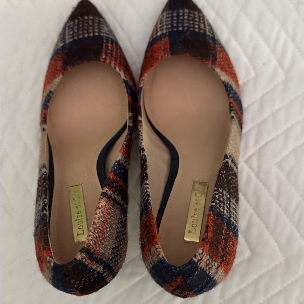 NWOT designer Louise et Cie Plaid Heels 6.5 - Picture 2 of 5